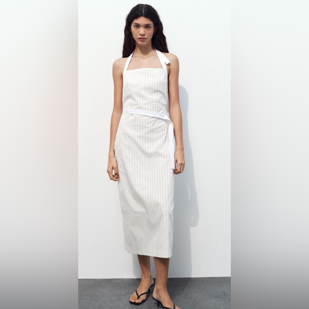 NWT ZARA GABARDINE HALTER MIDI DRESS